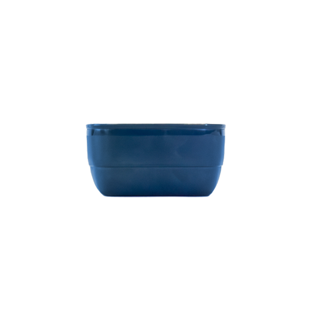 Bol rectangle bleu – vue latérale|Blue rectangular bowl – side view
