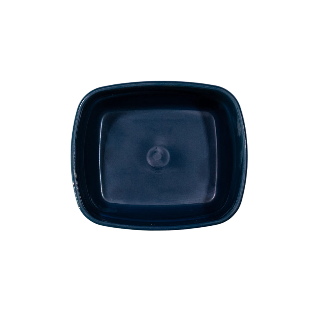 Bol rectangle bleu – vue en angle supérieur|Blue rectangular bowl – top angle view