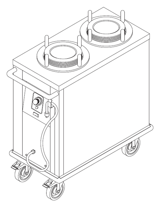 Distributeur mobile d’assiettes chauffant